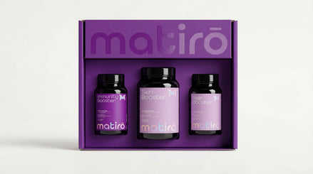 Pack Matirō — coffret Skin, Hair et Immunity Booster, packaging violet