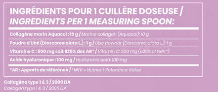 Skin Booster Matirō — complément peau éclat, fond marbre, ambiance premium