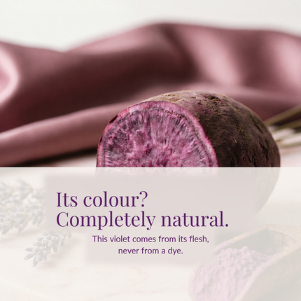 Its colour? Completely natural. This violet comes from its flesh, never from a dye.